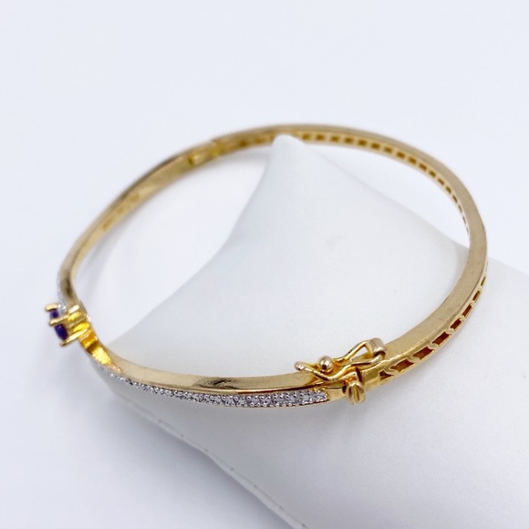 Gold Plated Amethyst Bangle Bracelet - Picture 3 of 9